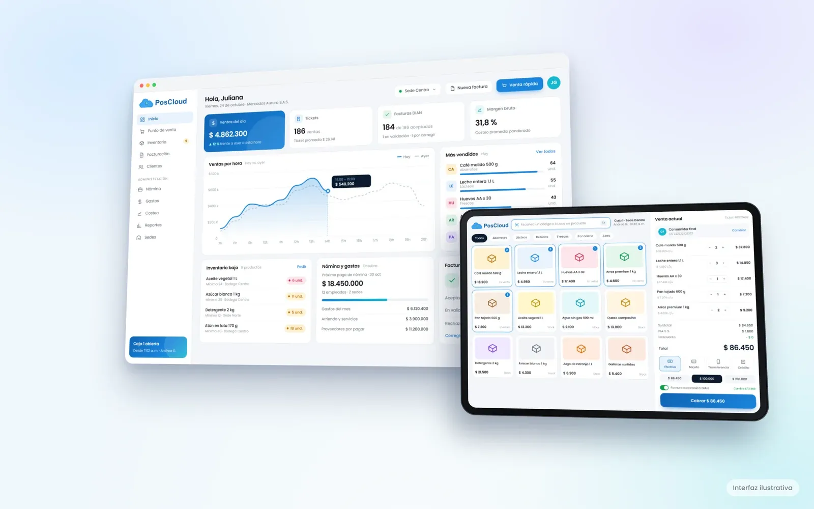 PosCloud en escritorio y tablet